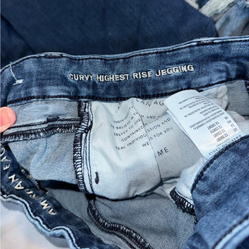 American Eagle • Next Level Stretch • Destroyed Curvy Highest Rise Size 12 short - Picture 5 of 8